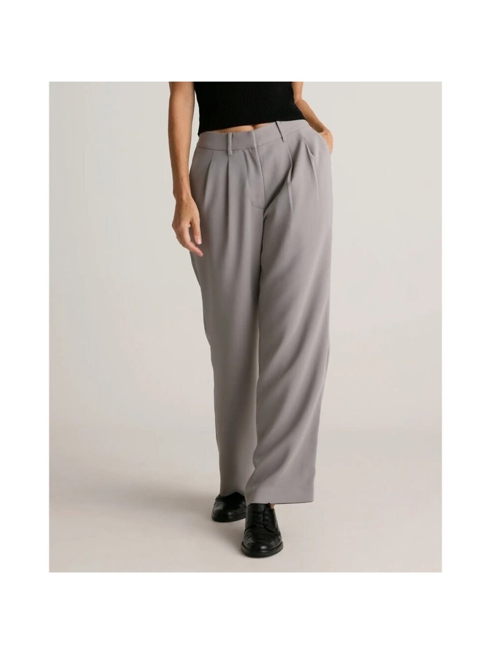 Quince Stretch Crepe Classic Trouser Pants Cropped Gray Size 6